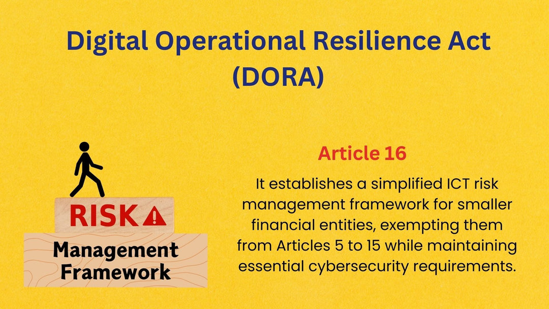 Article 16, Simplified ICT Risk Management Framework, Digital Operational Resilience Act (DORA)