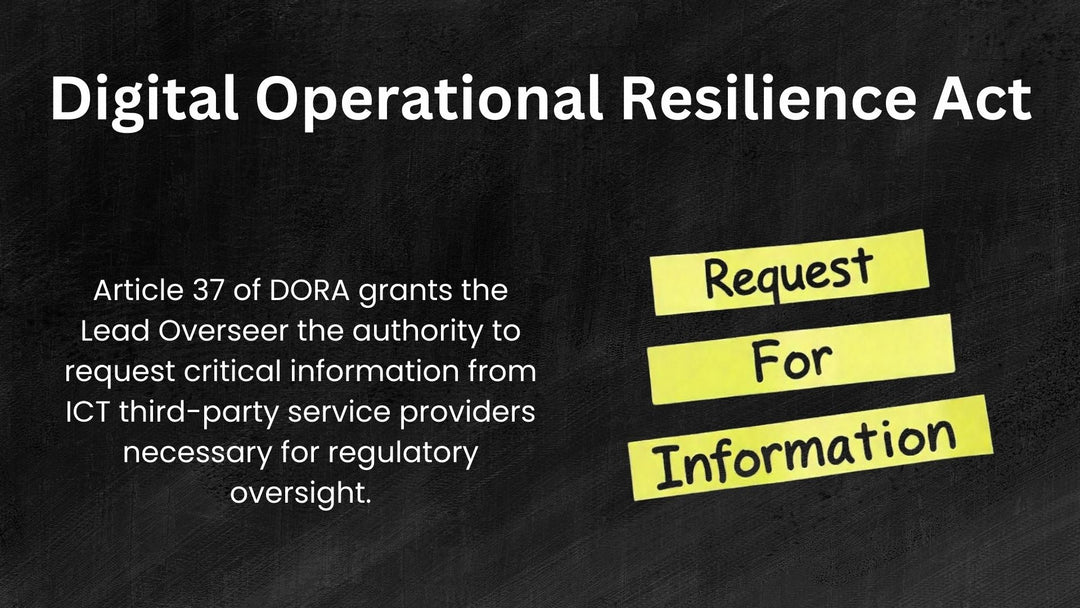 Article 37, Request For Information, Digital Operational Resilience Act (DORA)