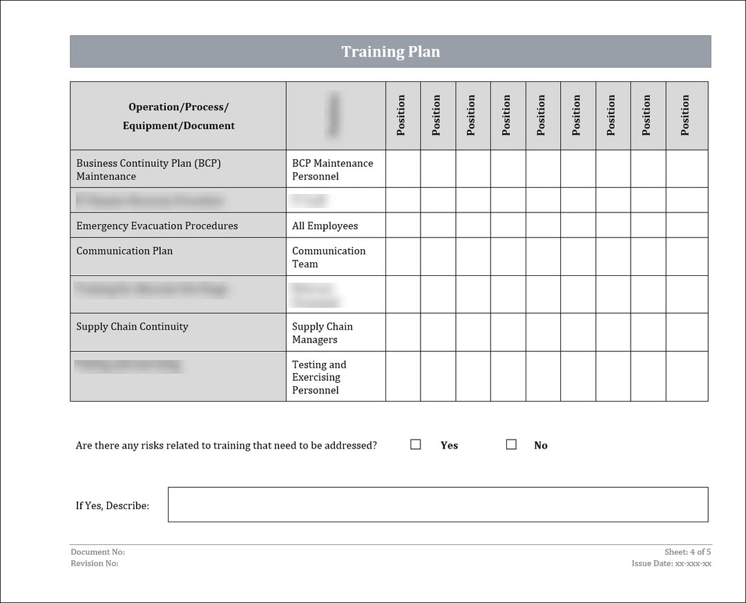 Training Plan ISO 22301