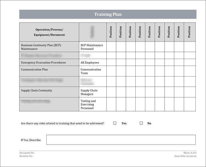 Training Plan ISO 22301