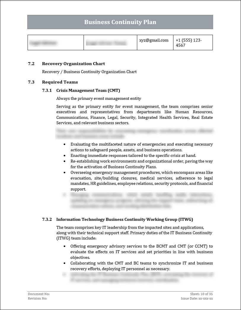 ISO 22301 Business Continuity Plan and Procedure Template