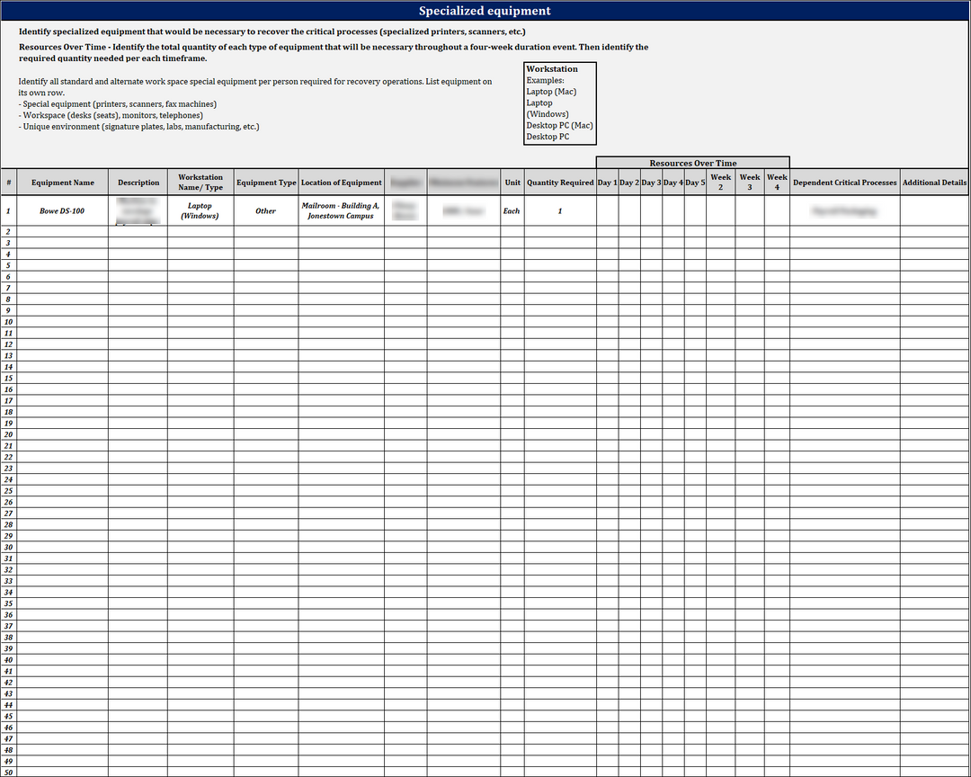 ISO 22301 Data Gathering Worksheet 