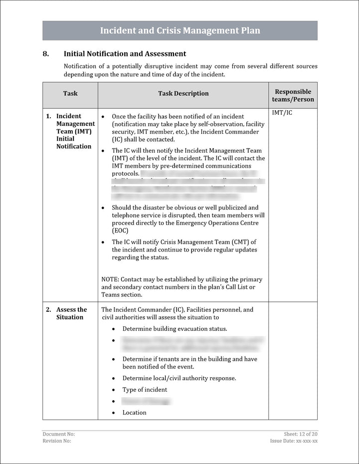 ISO 22301 Incident Management Plan