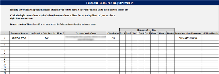 ISO 22301 Data Gathering Worksheet 