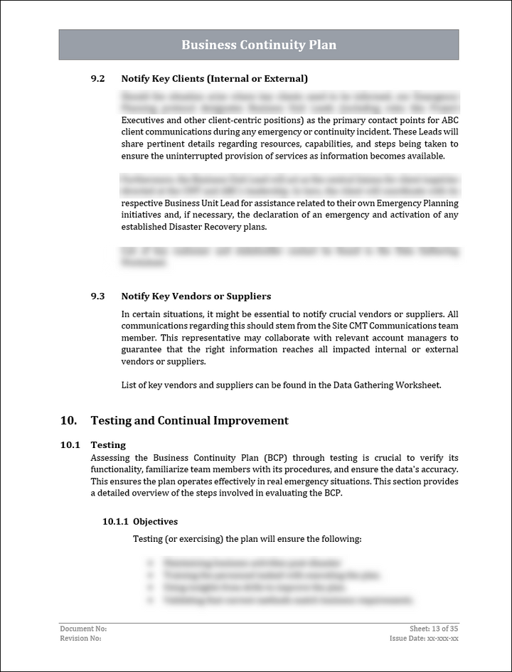 ISO 22301 Business Continuity Plan and Procedure Template