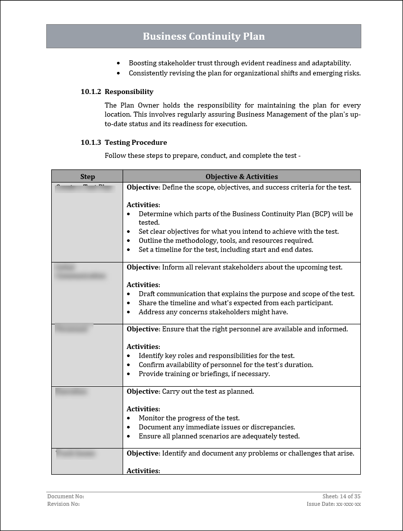 ISO 22301 Business Continuity Plan and Procedure Template