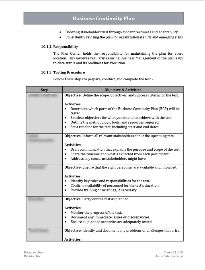 ISO 22301 Business Continuity Plan and Procedure Template