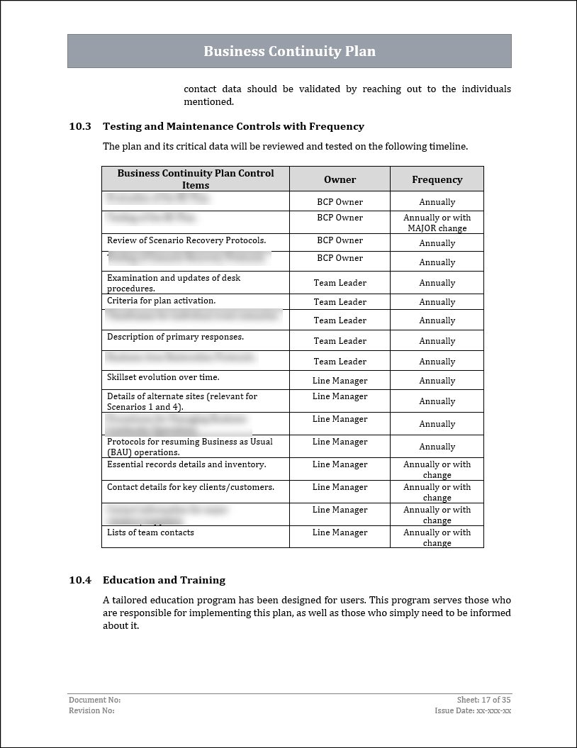 ISO 22301 Business Continuity Plan and Procedure Template