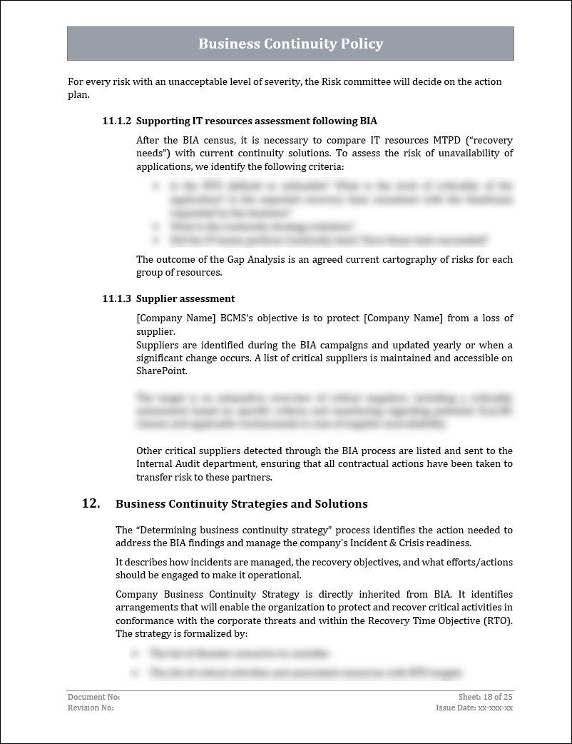 ISO 22301 BCMS Policy