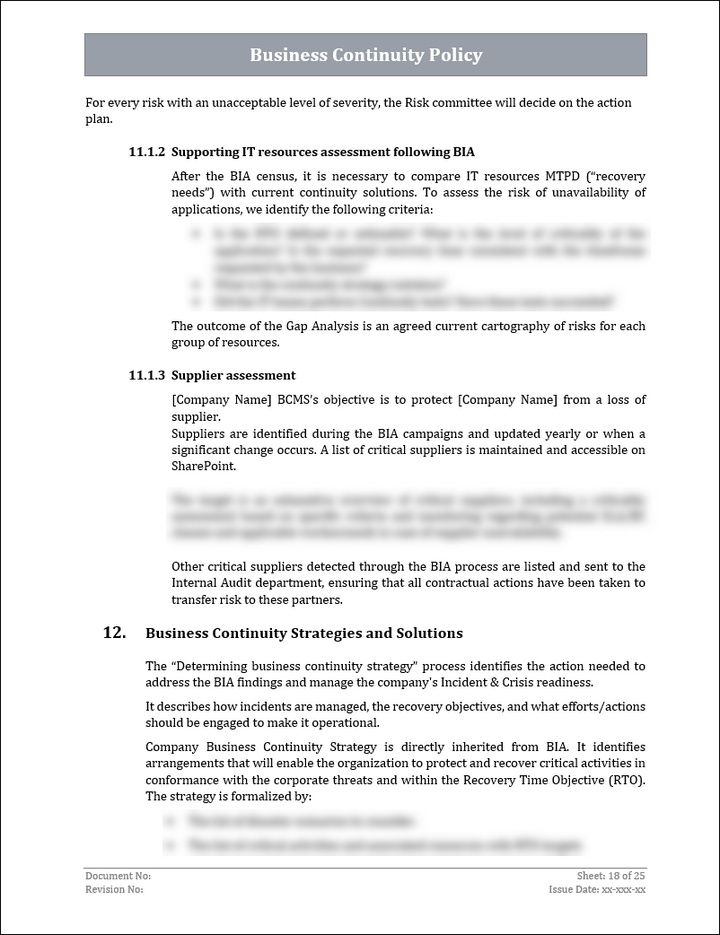 ISO 22301 BCMS Policy