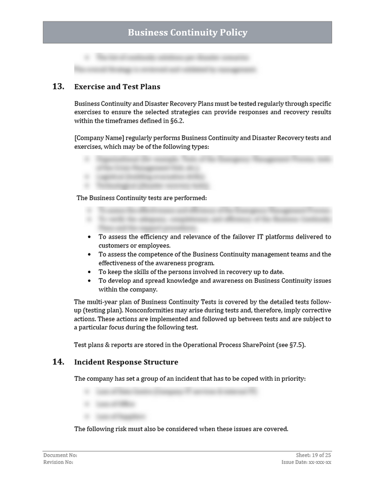 ISO 22301 BCMS Policy