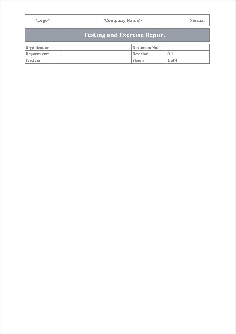 ISO 22301 Testing and Exercise Report Template