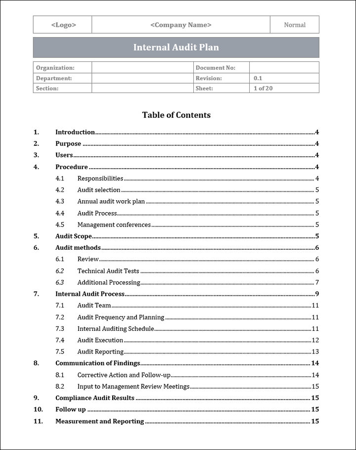 ISO 27001:2022 - Internal Audit Plan