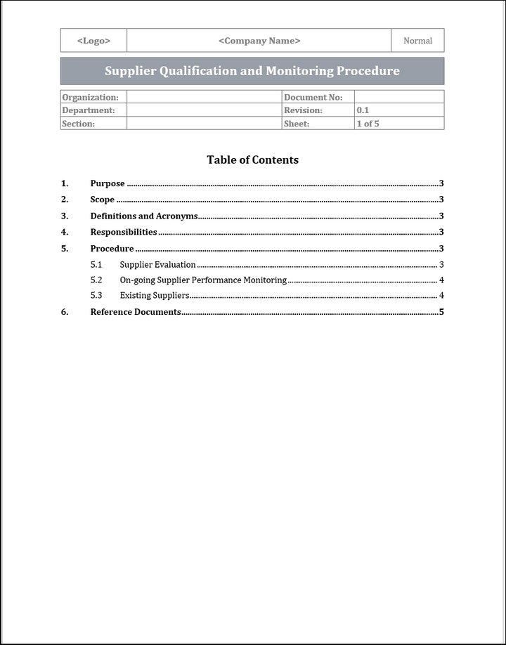 ISO 22301 Supplier Qualification and Monitoring Procedure