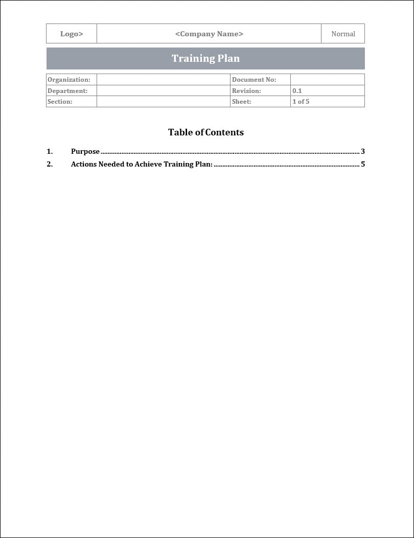 Training Plan ISO 22301