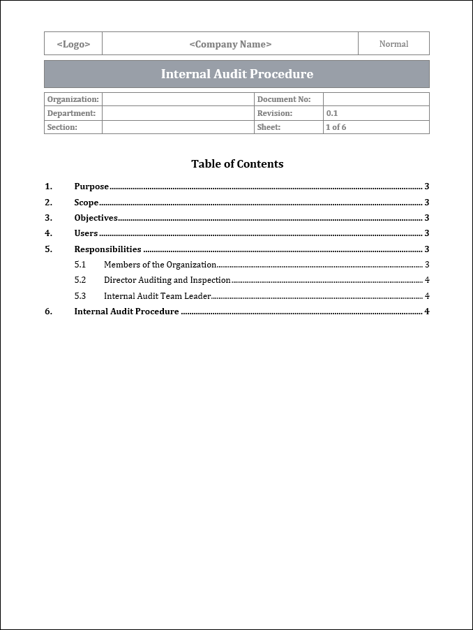 ISO 27001 - Internal Audit Procedure Template