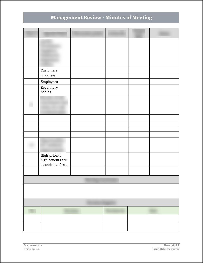 ISO 27001:2022-Management Review Minutes of Meeting Template