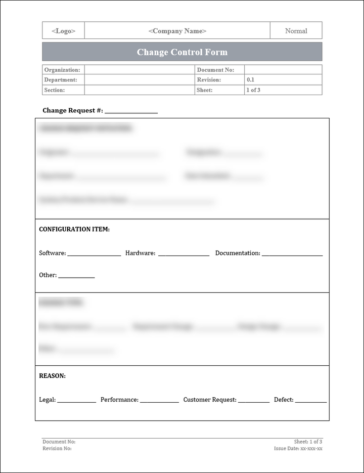 ISO 27001:2022-Change Control Form Template