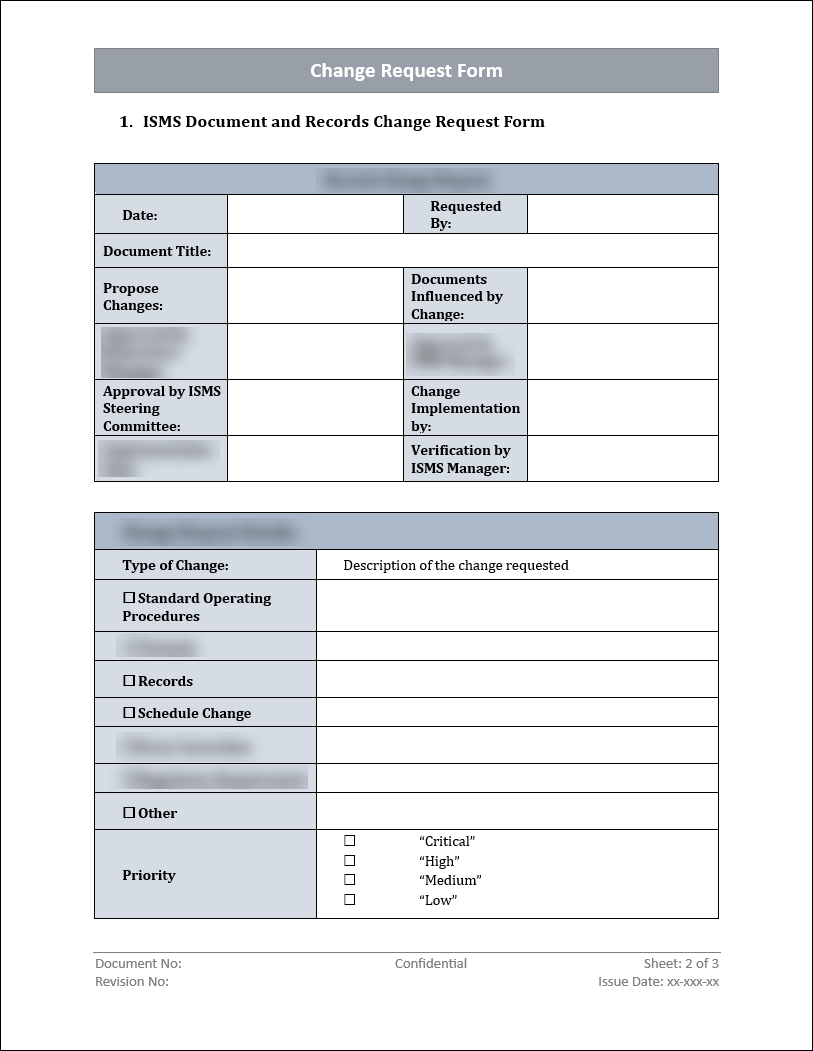 ISO 27001:2022 - Change Request Form Template