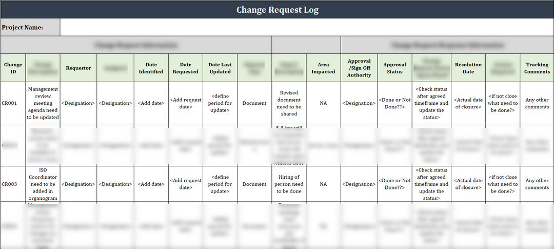 ISO 27001:2022-Change Request Log Template