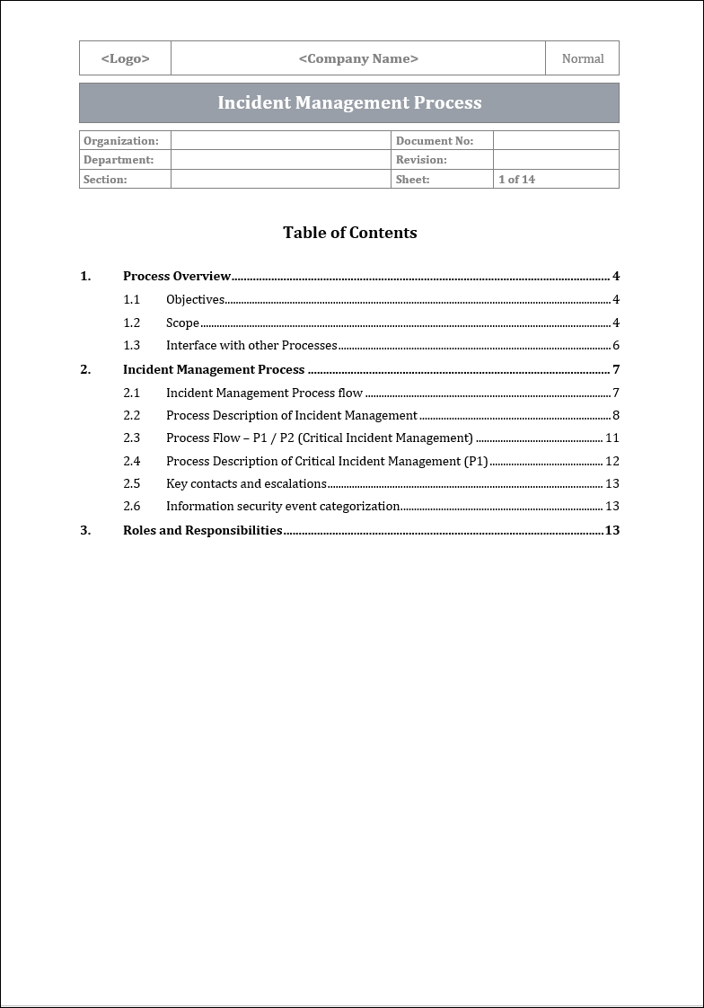 ISO 27001:2022-Incident Management Procedure Template