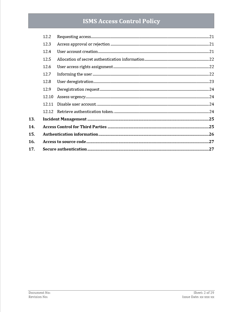 ISO 27001:2022 - ISMS Access Control Policy Template