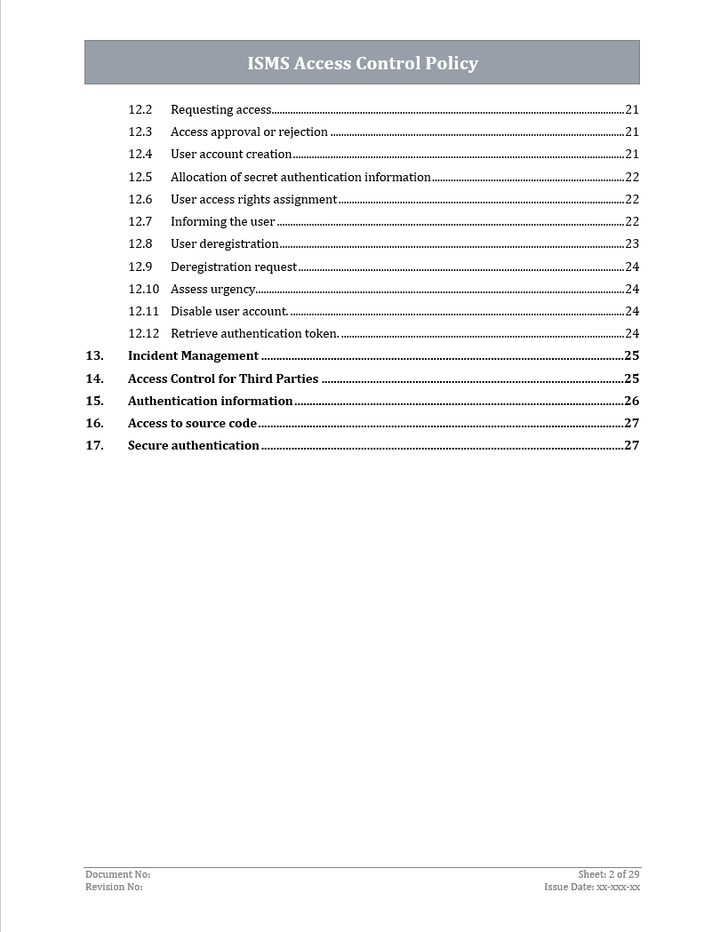 ISO 27001:2022 - ISMS Access Control Policy Template