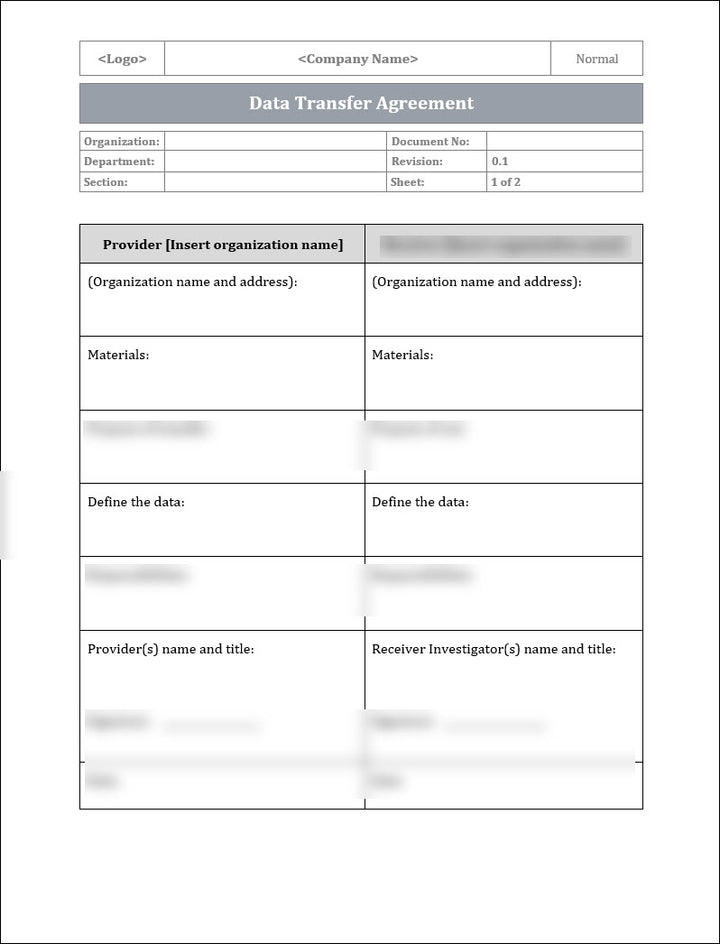 ISO 27001:2022 - Data Transfer Agreement Template