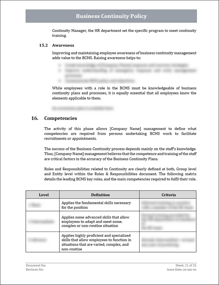 ISO 22301 BCMS Policy