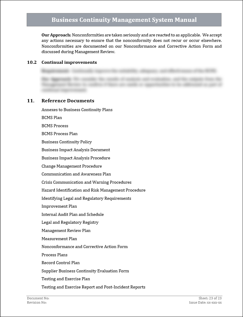 ISO 22301 Business Continuity Management System Manual Template