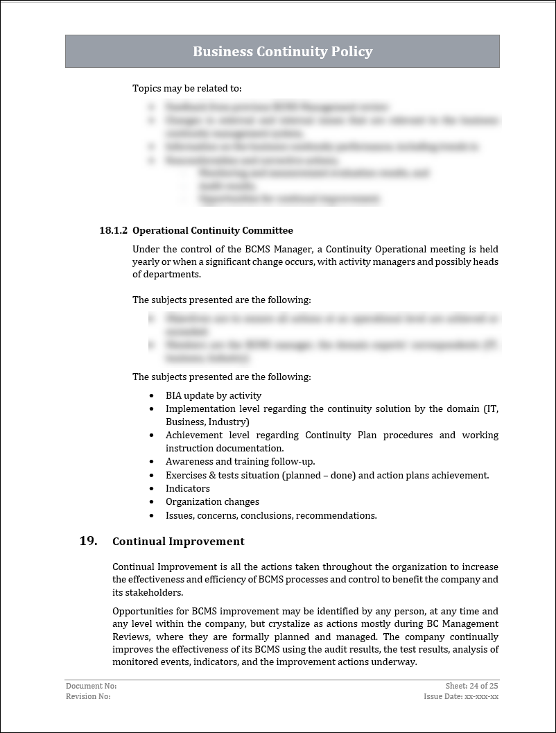 ISO 22301 BCMS Policy