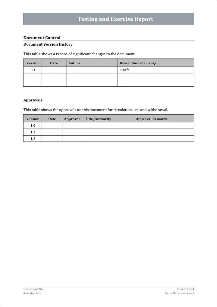 ISO 22301 Testing and Exercise Report Template