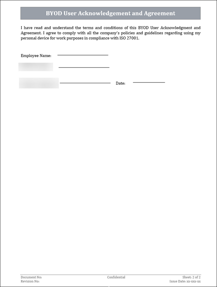 ISO 27001:2022-BYOD User Acknowledgement And Agreement 