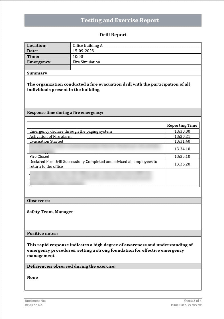 ISO 22301 Testing and Exercise Report Template