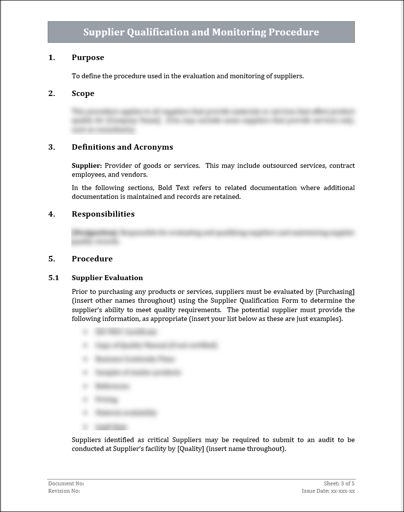 ISO 22301 Supplier Qualification and Monitoring Procedure