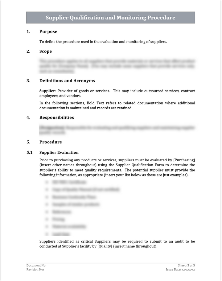 ISO 22301 Supplier Qualification and Monitoring Procedure