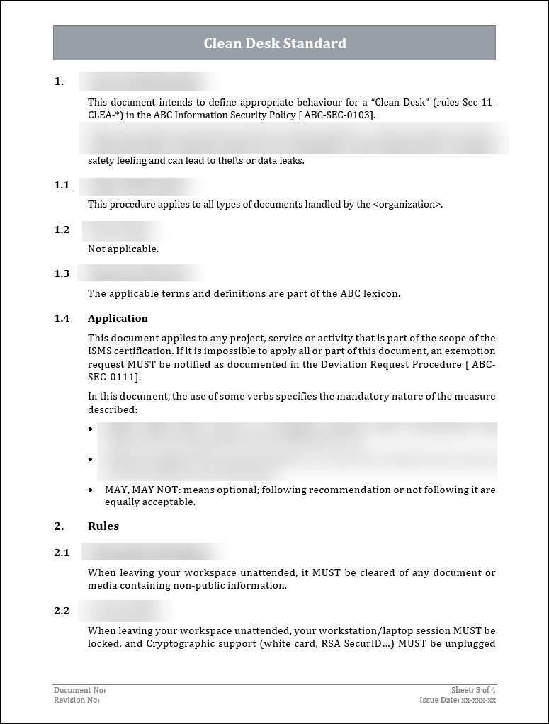 ISO 27001:2022-Clean Desk Standard Policy