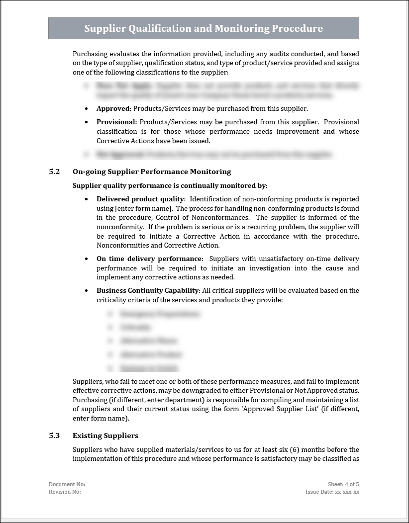 ISO 22301 Supplier Qualification and Monitoring Procedure