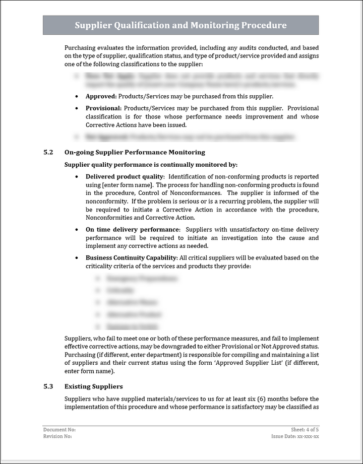 ISO 22301 Supplier Qualification and Monitoring Procedure