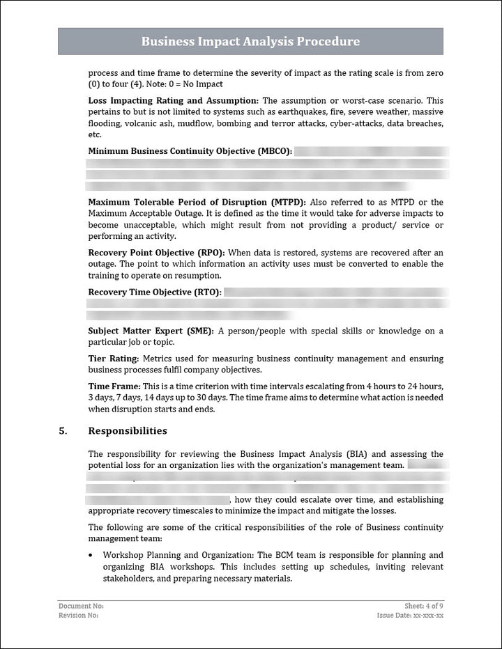 ISO 22301 Business Impact Analysis Procedure