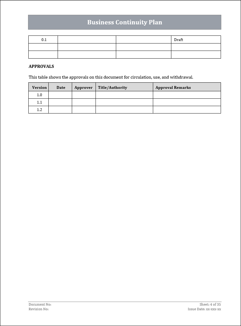 ISO 22301 Business Continuity Plan and Procedure Template