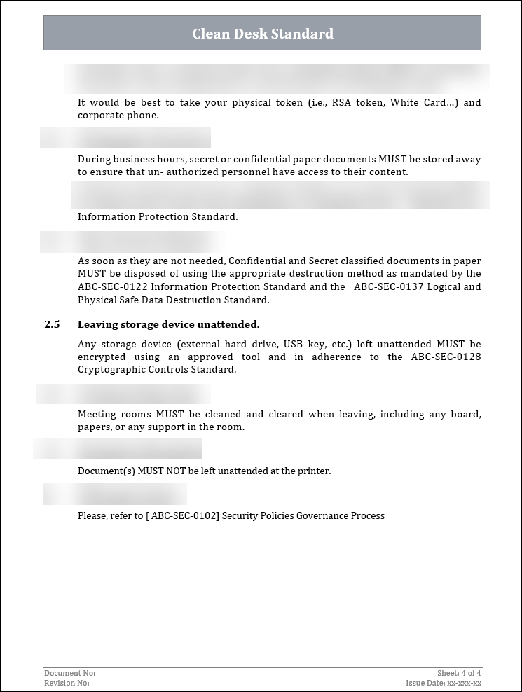 ISO 27001:2022-Clean Desk Standard Policy