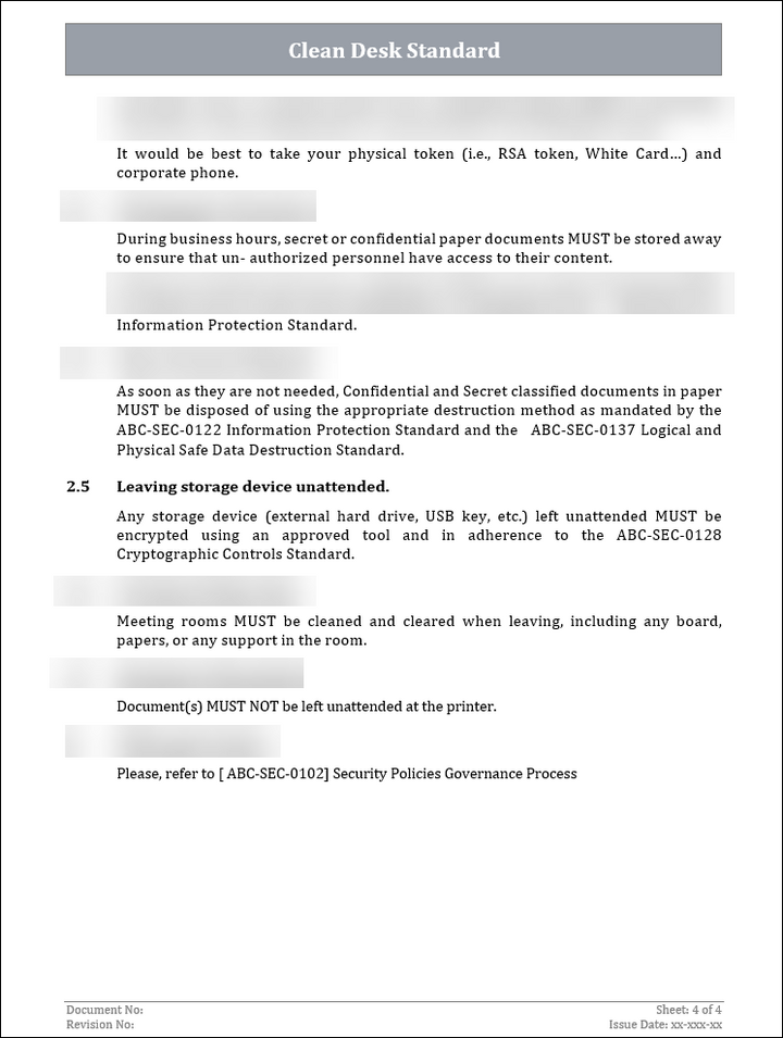 ISO 27001:2022-Clean Desk Standard Policy