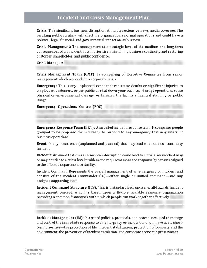 ISO 22301 Incident Management Plan