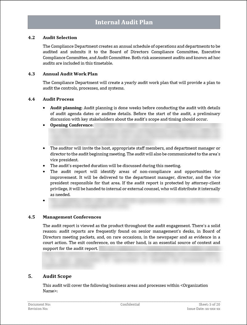 ISO 22301 Internal Audit Plan