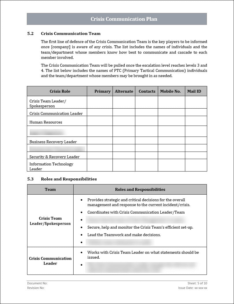 ISO 22301 Crisis Communication Plan Template