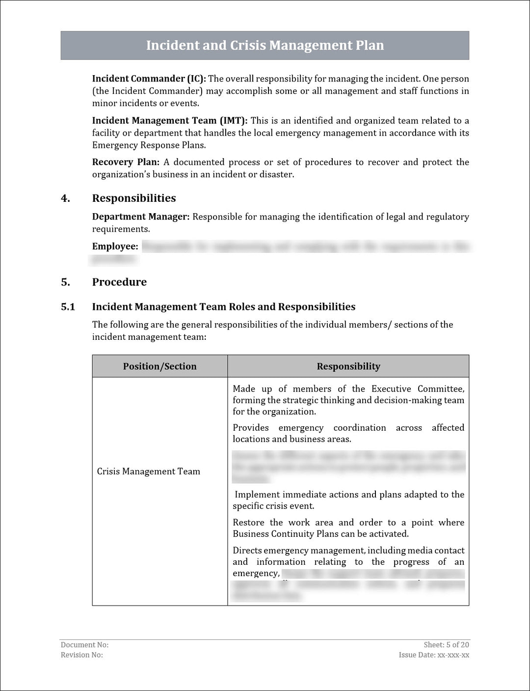 ISO 22301 Incident Management Plan