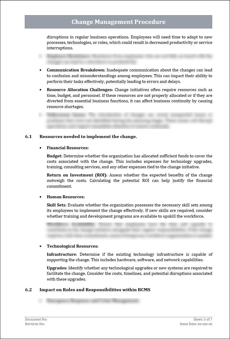 ISO 22301 Change Management Procedure Template