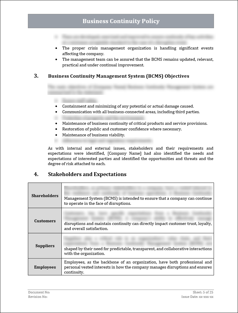 ISO 22301 BCMS Policy