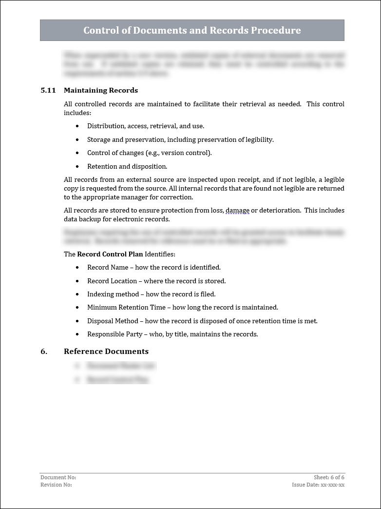 ISO 22301 Control of Documents and Records Procedure Template